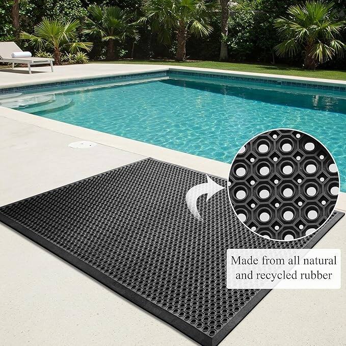 A1HC Heavy Duty Durable Non-Slip Rubber Floor Mat - 36" x 60" Anti-Fatigue Water Drainage Mat, Ideal for Commercial & Home Use