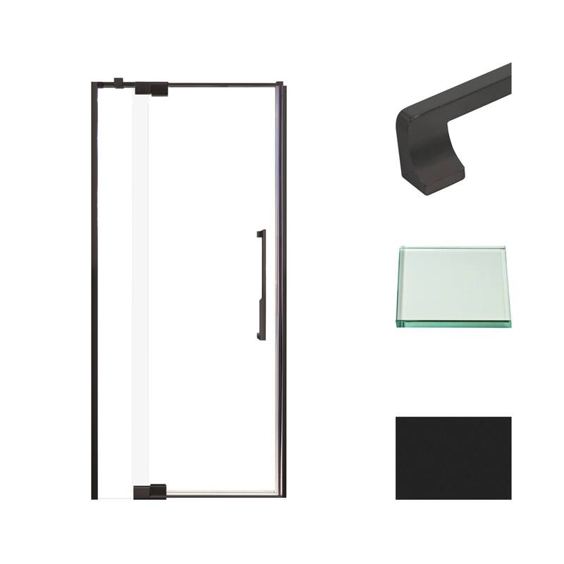 Transolid IPD367610C-J 76" High x 36" Wide Pivot Semi Frameless Shower - Matte Black