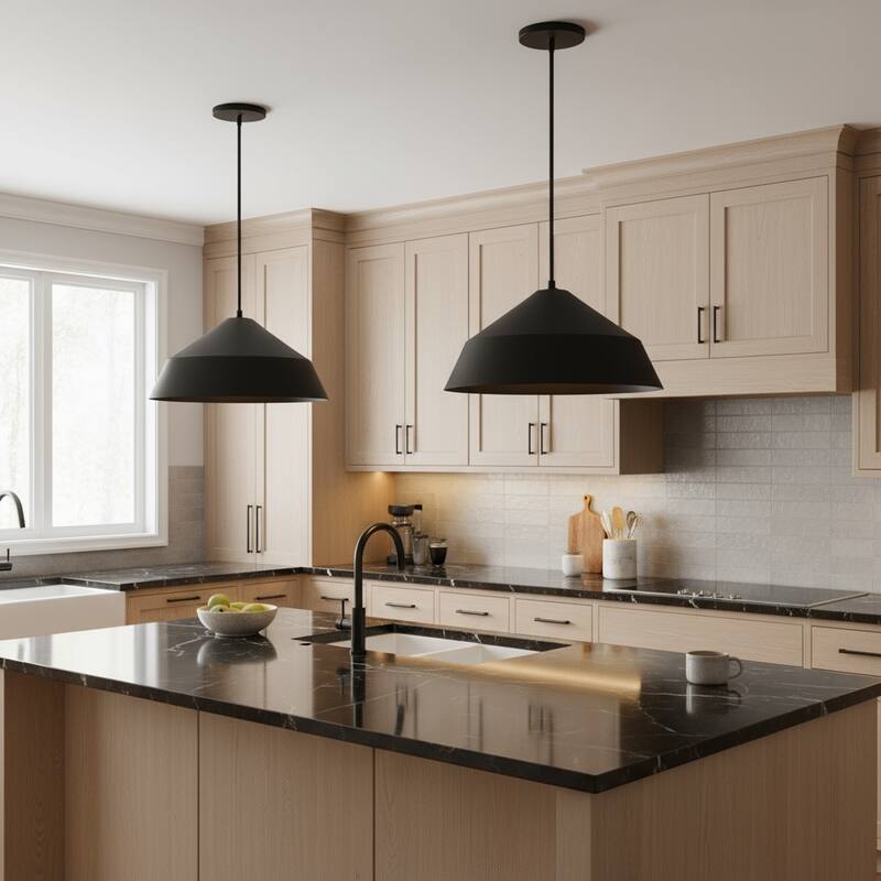 22 inch LED Ceiling Light 25W 1500 Lumens Dimmable 5 Color Temperatures Etched Glass - Black