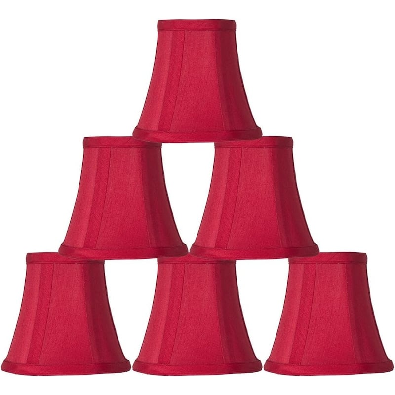 Red Silk Bell Chandelier Lamp Shade, 3-inch by 5-inch by 4.5-inch, Clip-on - 5*6