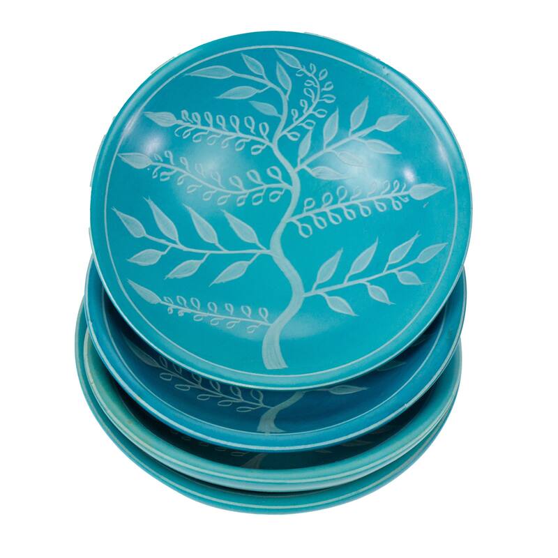 Soapstone Design Carved Dishes, Set of 4 - Tree of Life