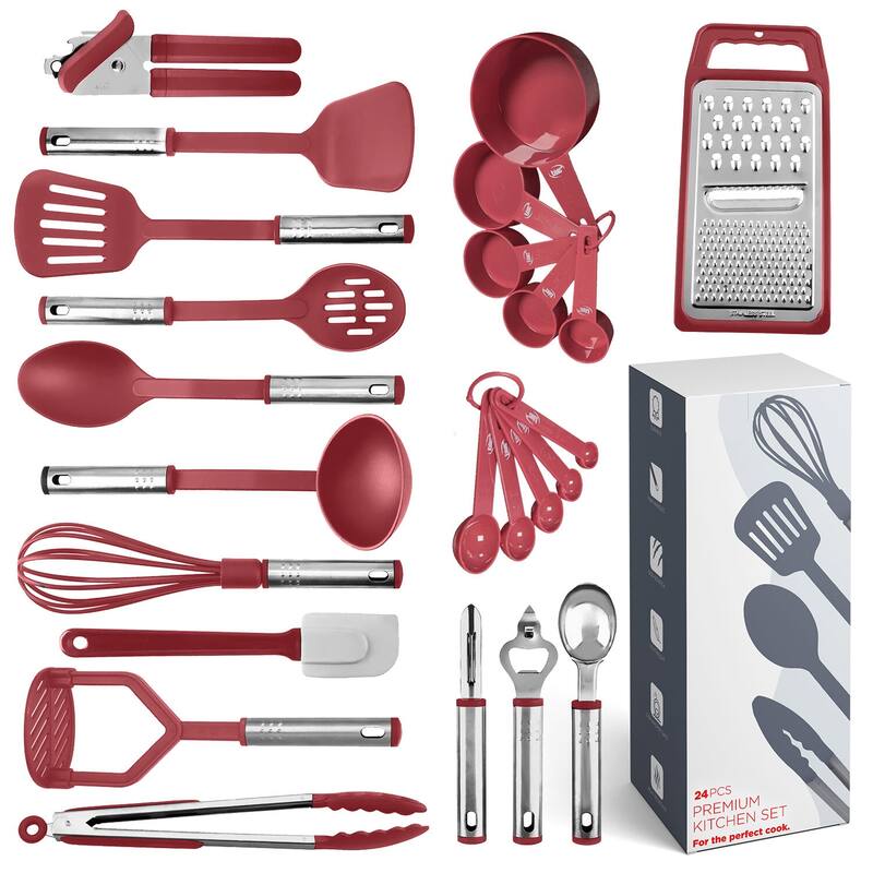 JoyTable 15 Piece Bakeware Set + 24 Piece Utensil Set - Stainless Steel, Non-Stick, Dishwasher Safe, and Heat Resistant