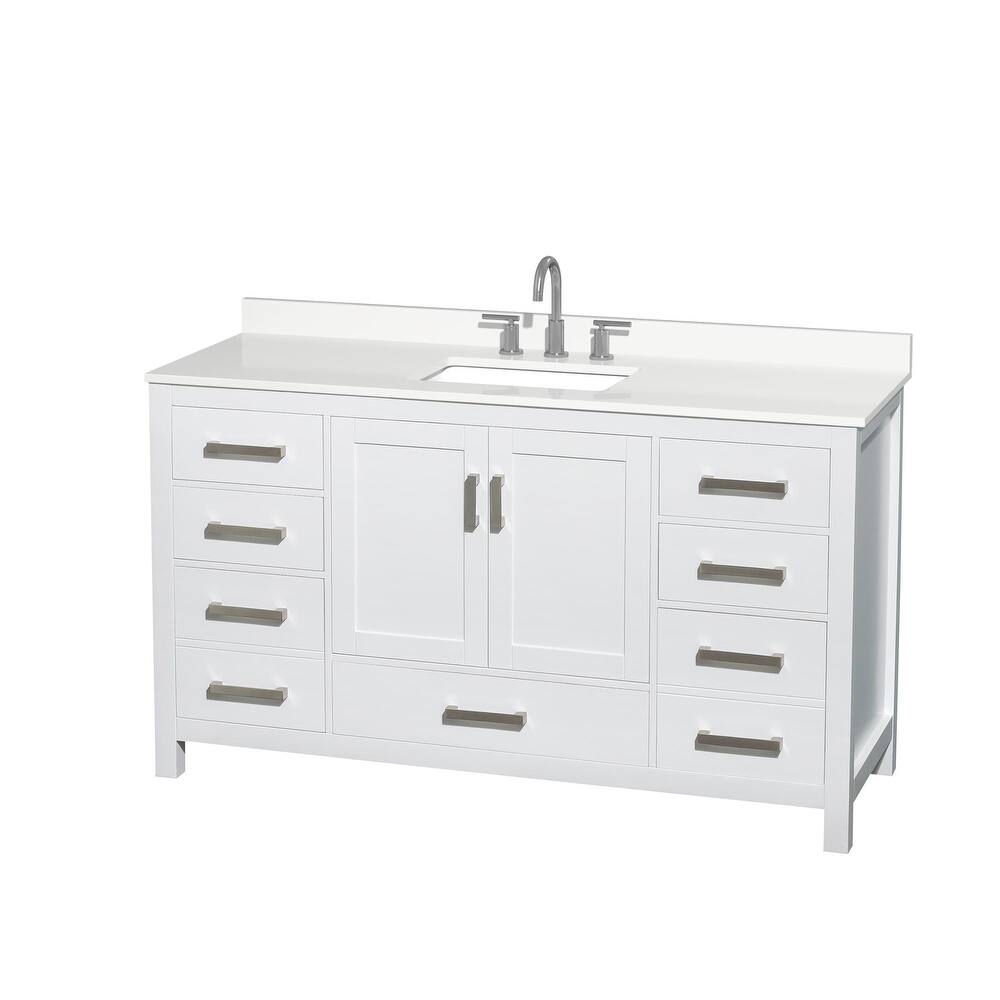 Sheffield 60-inch Single Vanity, 3 Hole Quartz Top