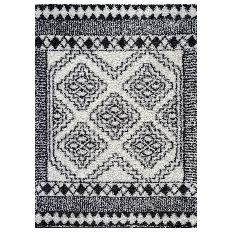 Geometric Shag Rug - Anthracite Dark Gray - Durable Rug for Living Room, Bedroom, or Entryway - Easy to Maintain