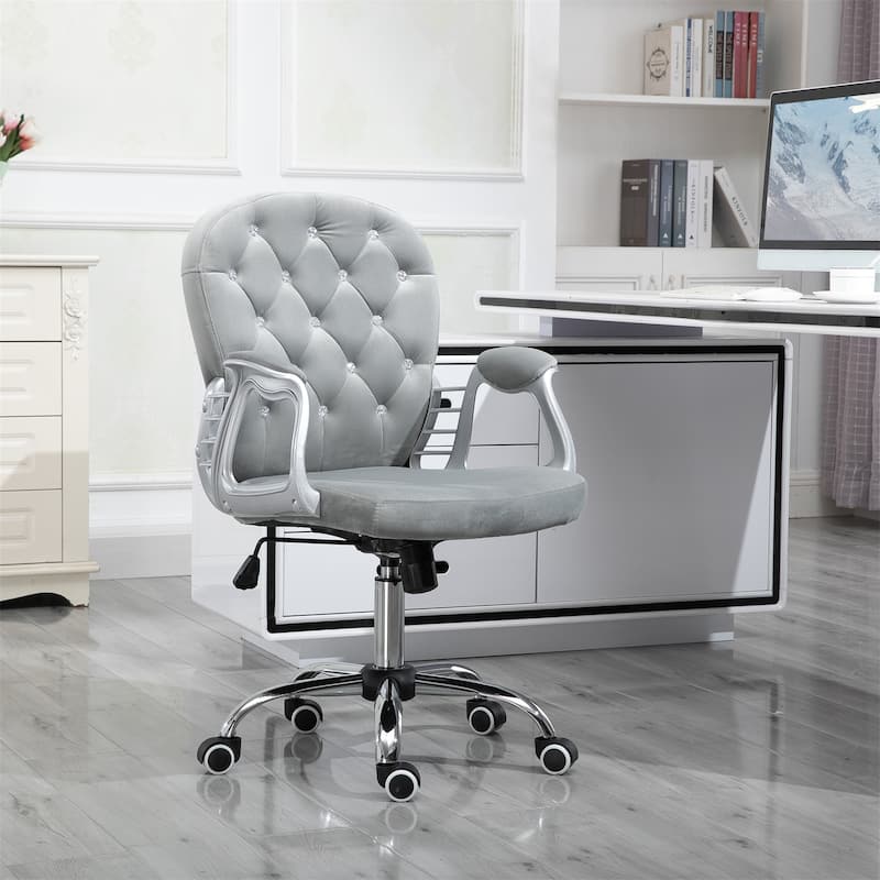 Velvet Home Office Chair - Grey