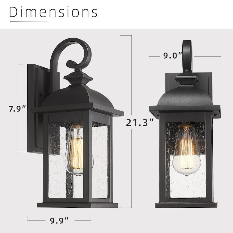 21 Inch Outdoor Wall Lantern Lights,Seeded Glass Shade