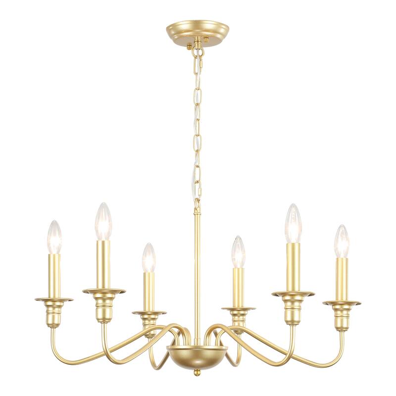 6-Light W25.59" x H72.8" Rustic Dining Area Chandelier for Kitchen