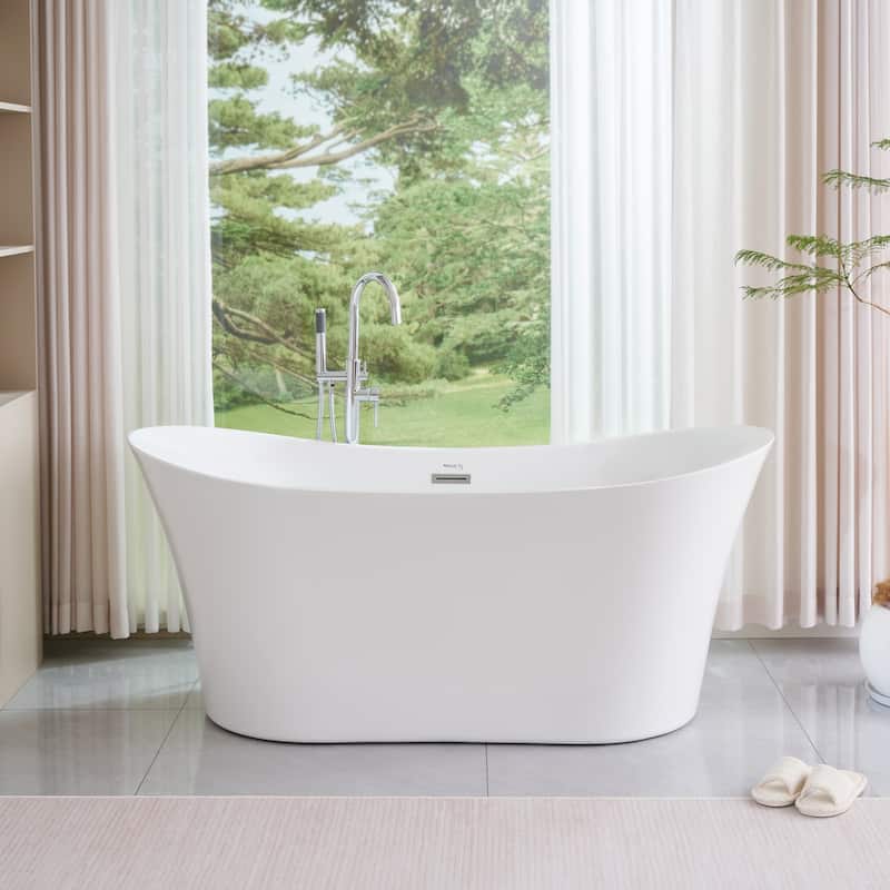 Vanity Art 67 inch Acrylic Freestanding Soaking Bathtub