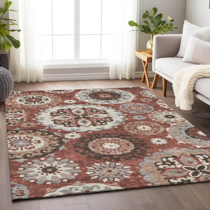 Premium Washable Super Soft Boho Suzani Mayfield Rug - Paprika - 2' 6" x 3' 10" - Rectangle