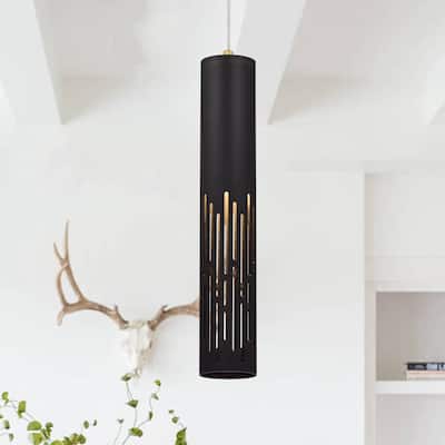 1-Light (LED bulb included) Matte Black Cylinder Pendant Light - Matte Black