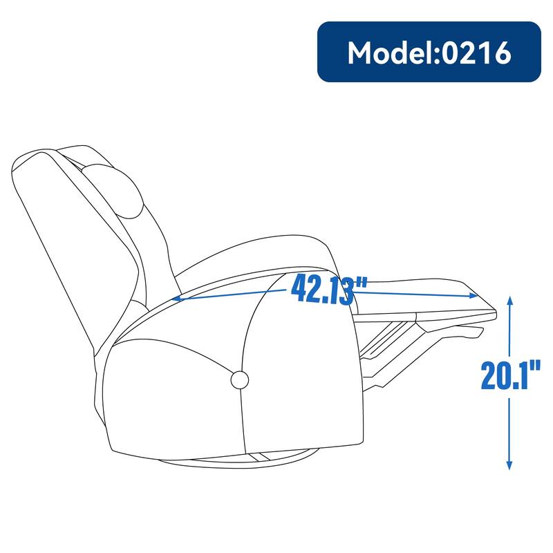 Swivel and Rocker Power Recliner Chair with Lumbar and Neck Support Pillow, Max Swivel Degree 270°, USB and Type-C Ports