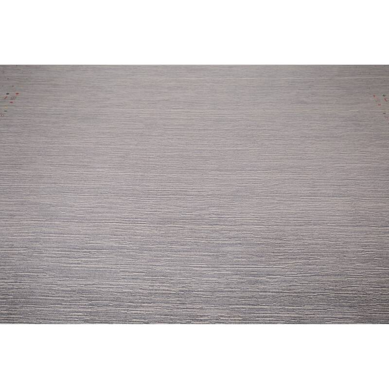 Silver Gray Striped Gabbeh Square Area Rug Handmade Wool Carpet - 9'7"x 9'7"