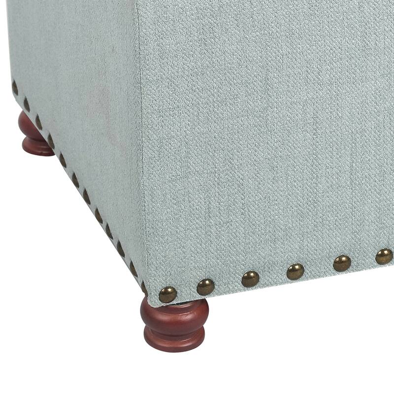Adeco Norsup Grey Blended Linen Storage Ottoman Footstool