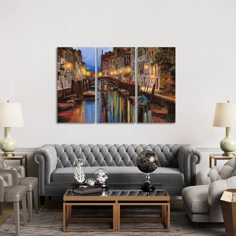 iCanvas "Alba a Venezia" by Guido Borelli 3-Piece Canvas Wall Art Set - 40x60x1.5