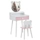 preview thumbnail 8 of 53, Make up Table Kids Vanity Set With Mirror White-Bear/One Drawer