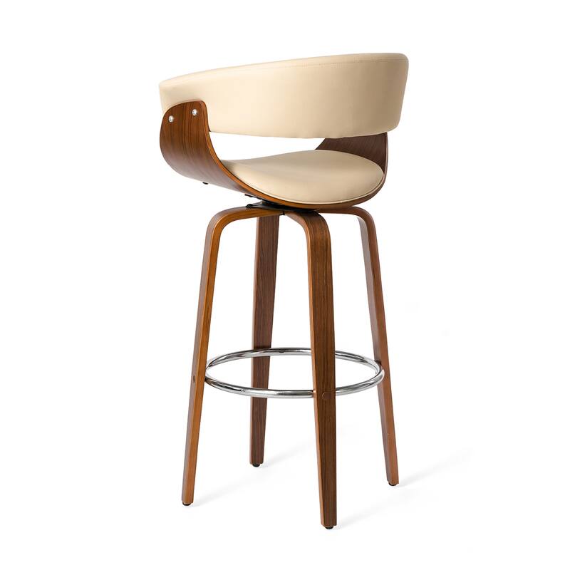 Glitzhome Set of 4 Modern Counter or Bar Height Faux Leather Swivel Pub Stools