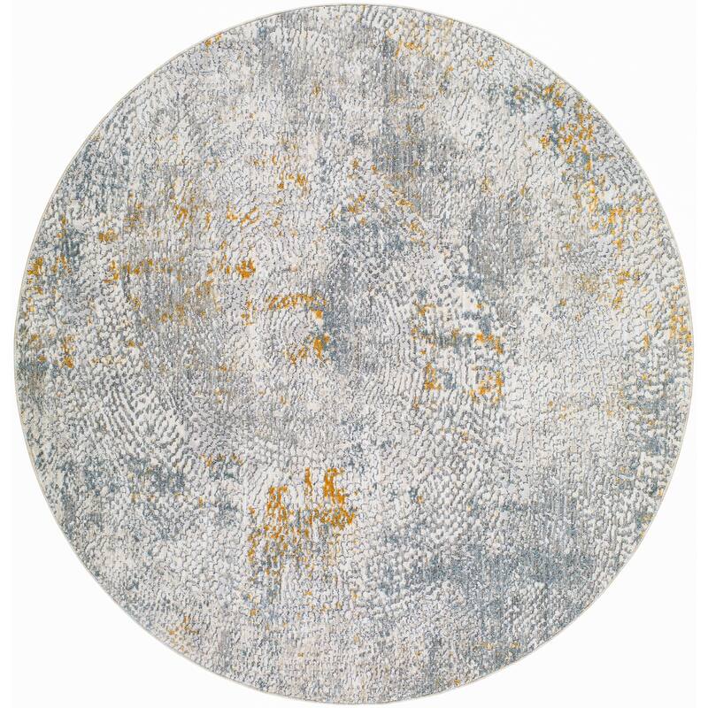 Livabliss Modern & Contemporary Dresden Ombre Area Rug - 7'10" x 7'10" Round - Medium Gray