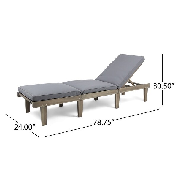 Ariana Acacia Wood Outdoor Chaise Lounge with Cushion by Christopher Knight Home - N/A