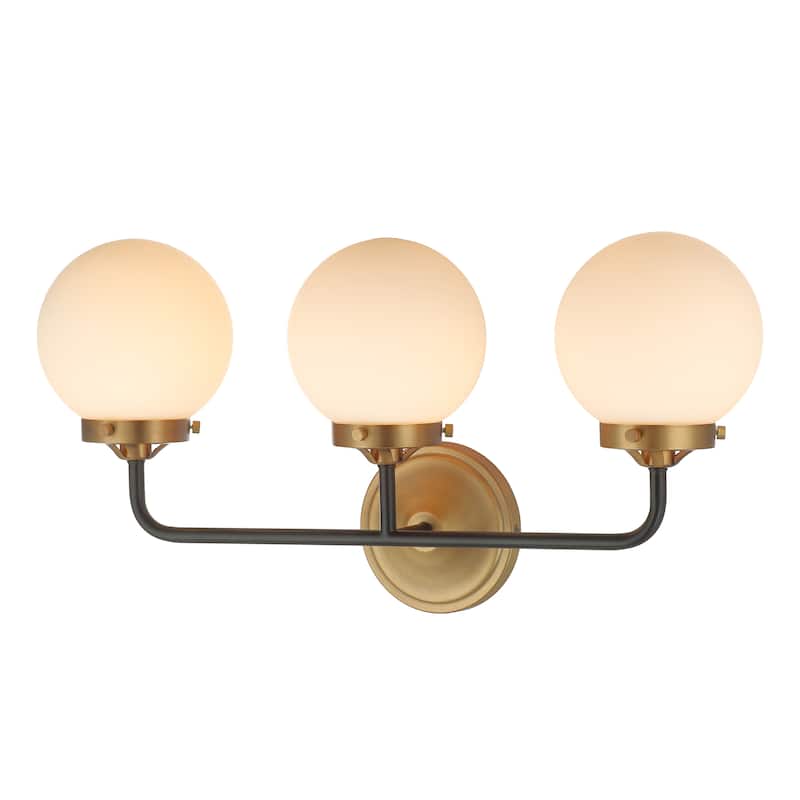 23" Aged Brass and Black Vanity/Sconce Modern 3-Light