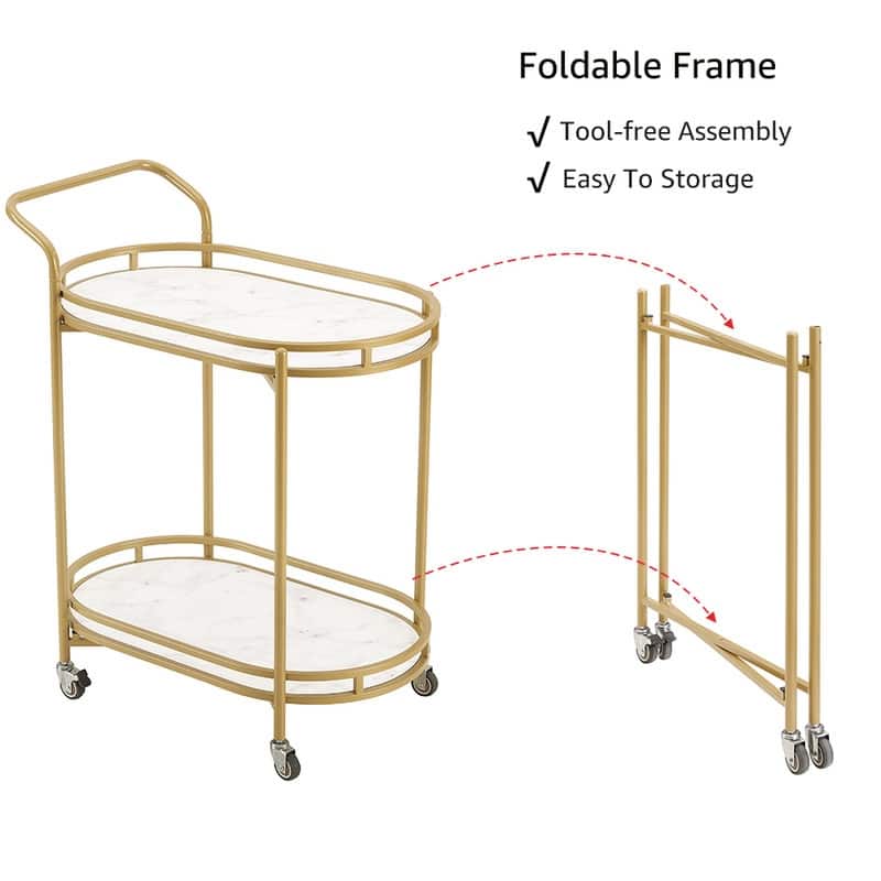 ROSEN GARDEN Metal Round Rolling Bar Cart