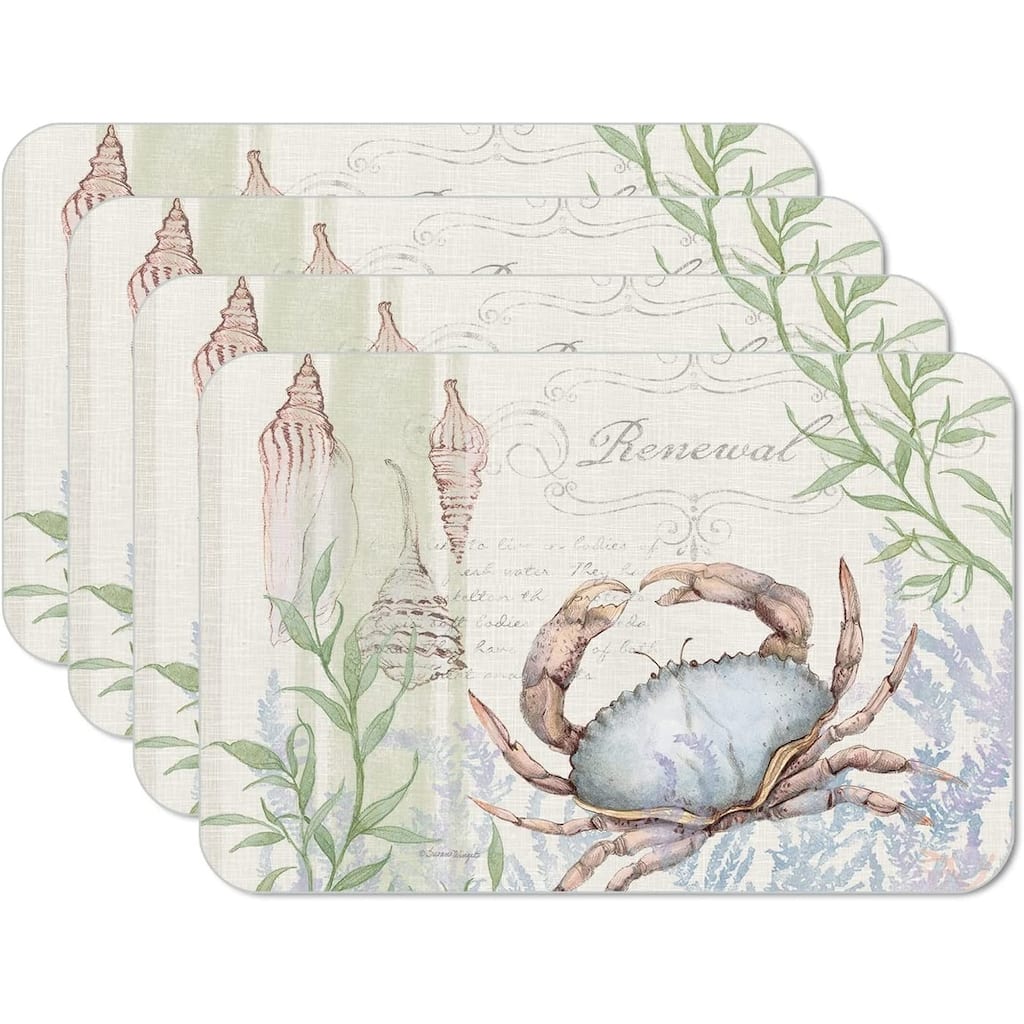 CounterArt Caribbean Seas Reversible Easy Care Flexible Plastic Placemat 4 Pack Made in The USA