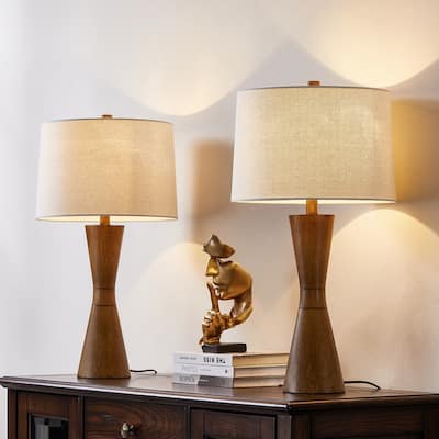 KAWOTI 27" Distressed Table Lamp Set (Set of 2)