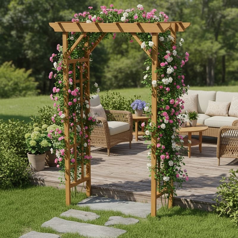 Anmytek Garden Arbor Trellis Outdoor Wedding Arch Plant Climbing Backyard Decor