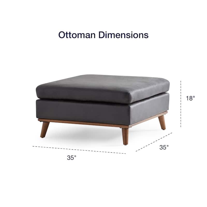 Brookside Linda Large Mid Century Square Ottoman with Wood Legs