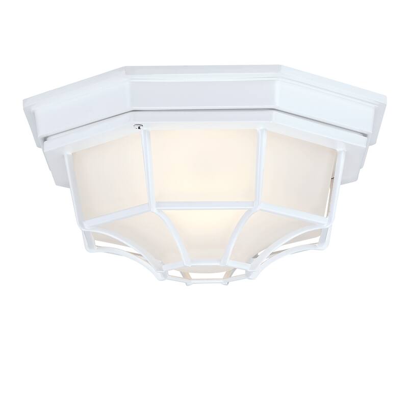 1-Light Retro Textured Ceiling Mount Light Fixture with Frosted Glass,E26 - White