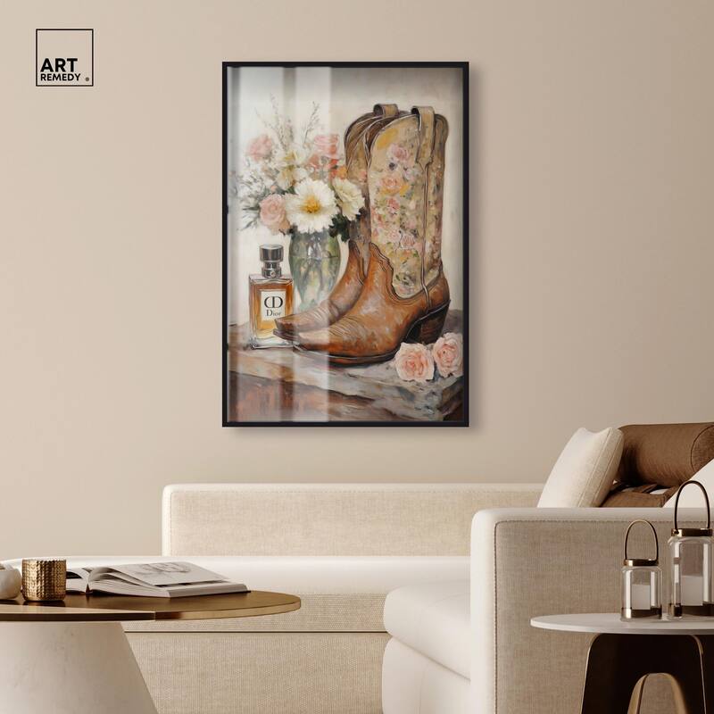 Delicate Floral Boots Shadowbox by Art Remedy