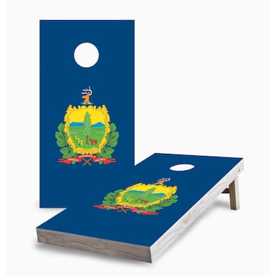 Vermont State Flag Corn Hole Board Set w Case & Lights