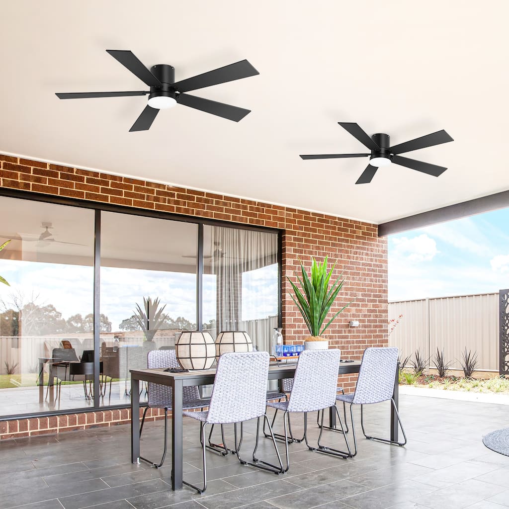 2-Pack 42" LED Ceiling Fan with Light, 5 Blade, 6 Speed Quiet DC Motor, Reversible, Low Profile Indoor Fan with Timer
