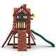 preview thumbnail 9 of 19, Gorilla Playsets Nantucket II Wood Swing Set with Wave Slide - Redwood - 15.5 ft W x 13 ft D x 10.5 ft H