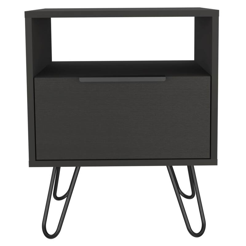 HomeRoots 22" Black Wood One Drawer Nightstand