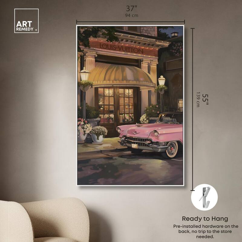 Classic Car Store Visit Canvas by Art Remedy