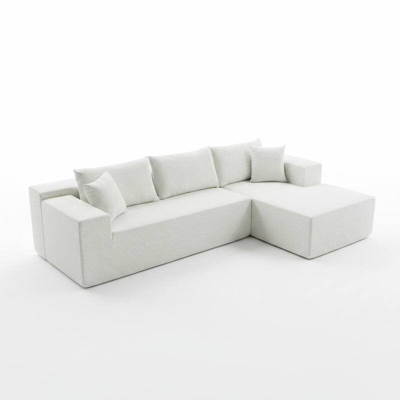 103.54" L-Shaped Modern High-Density Sponge Velvet Modular Sectional Sofa with Chaise & Pillows