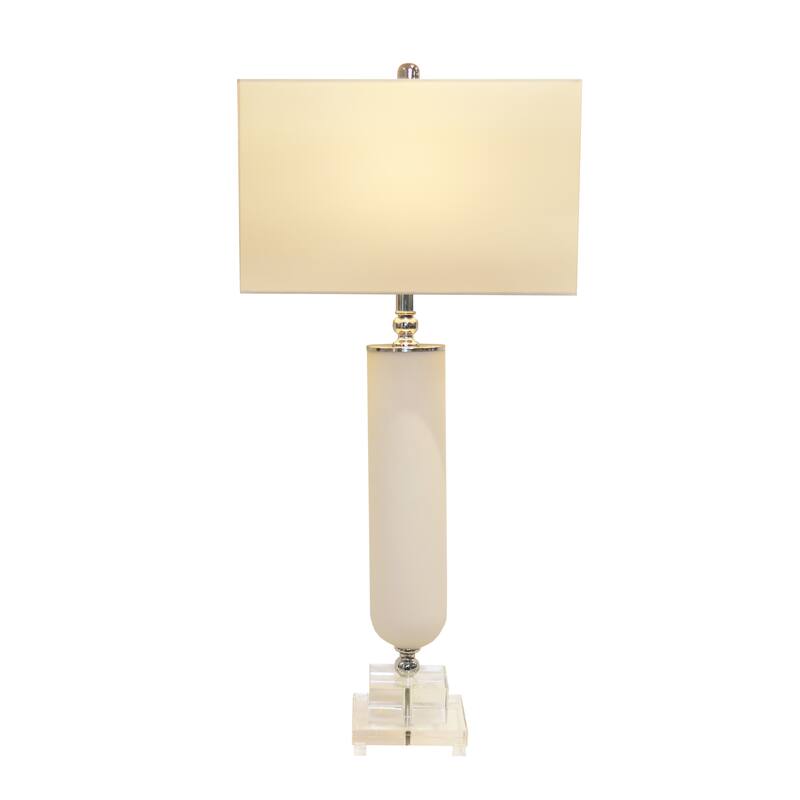 Pasargad Home Lucent Frosted Glass & Lucite Pedestal Table Lamp - D16" x H35"