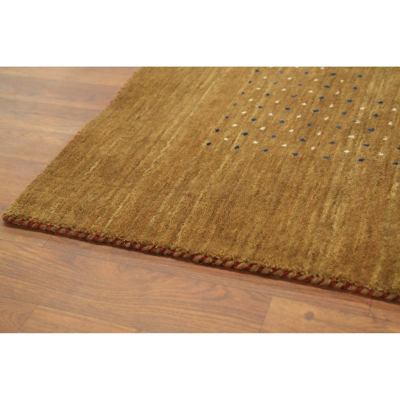 Hand Knotted Oriental 100% Wool Carpet Tribal Animal Pictorial Brown Gabbeh Area Rug - 8' 1'' X 8' 5''