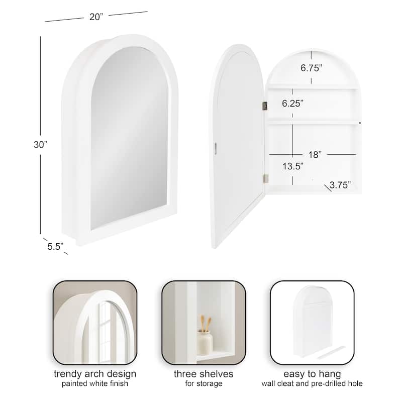 DesignOvation Arkland Arch Mirror Vanity Cabinet - 20x6x30