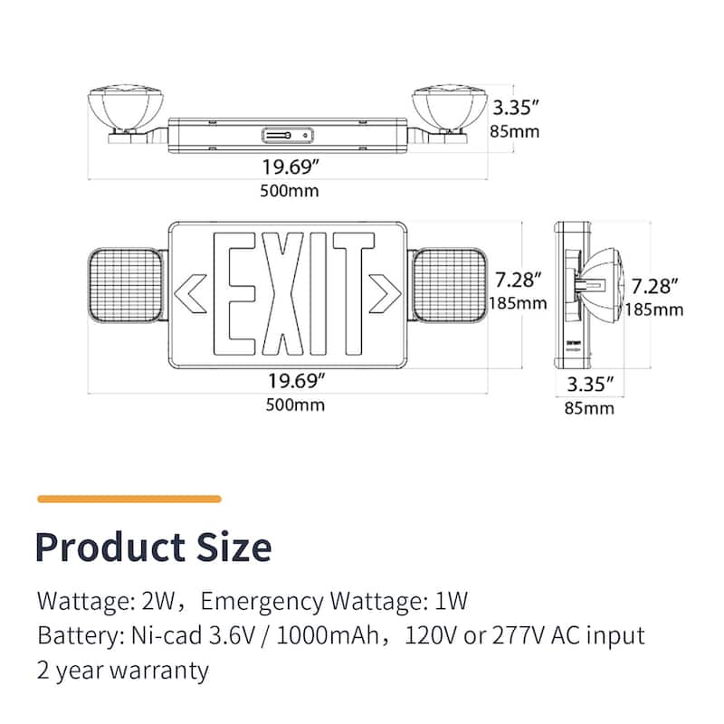 LEDONE LED Exit Sign & Emergency Light, Red Exit Light, Back up Battery