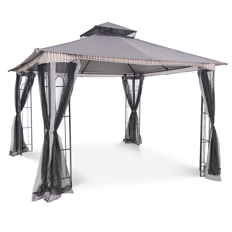 Cozywor 12 ft. x 10 ft. Outdoor Steel Patio Gazebo with Netting