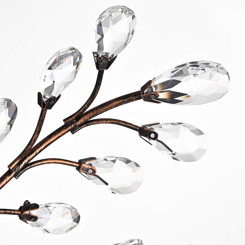 Holly 4-light Antique Copper Crystal Leaves Flush Mount