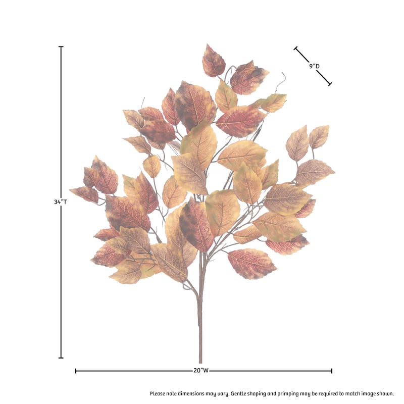 34" Harvest Aspen Leaf Branch Set of 3