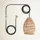 preview thumbnail 23 of 23, Callie Rattan Pendant Light - Natural Bell 1-Light Handwoven Ceiling Light 14-Inches - 180" Plug-In Black