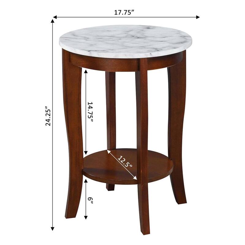 Round End Table - Modern Accent Table with Storage Shelf - Living Room Side Table - 24