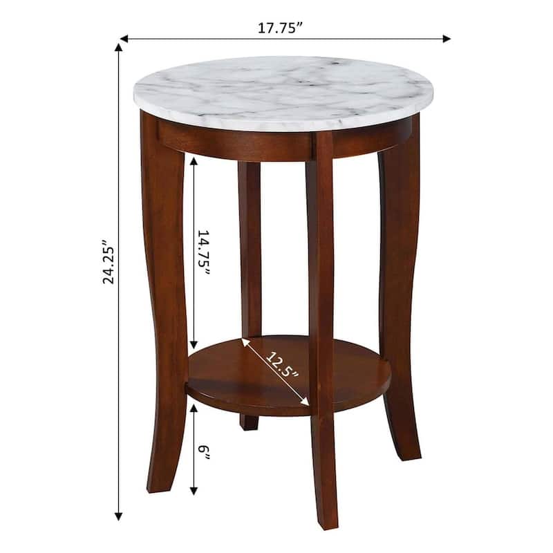 Round End Table - Modern Side Table with Storage Shelf, 24" Height - White Finish - 24