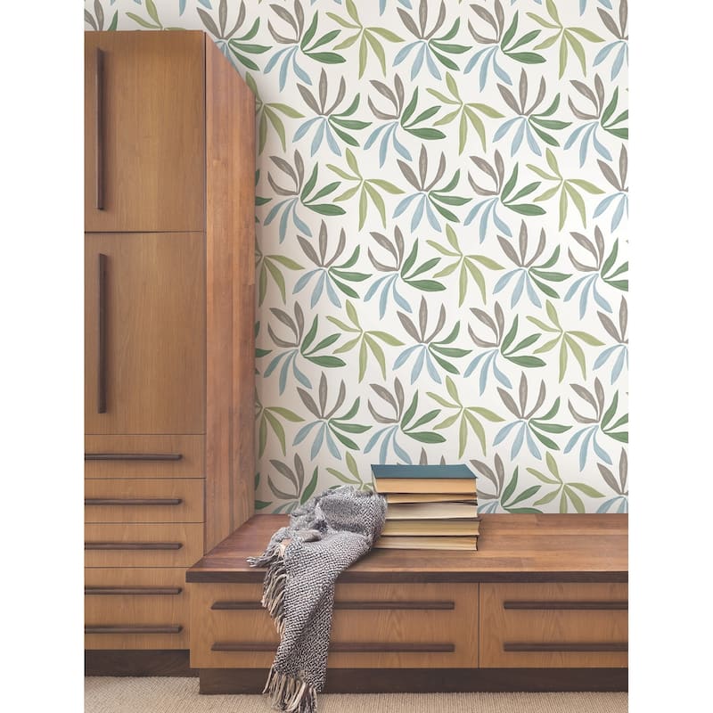 York Wallcoverings Little Garden Alpine and Sky and Silver Wallpaper