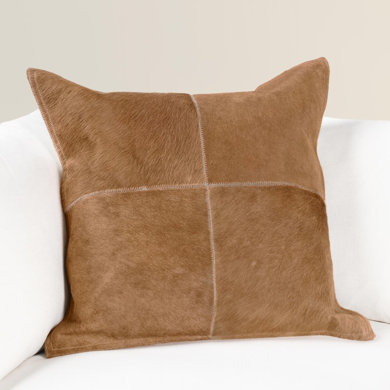Villa by Classic Home Canada 20" Natural Hide Throw Pillow - Honey Tan