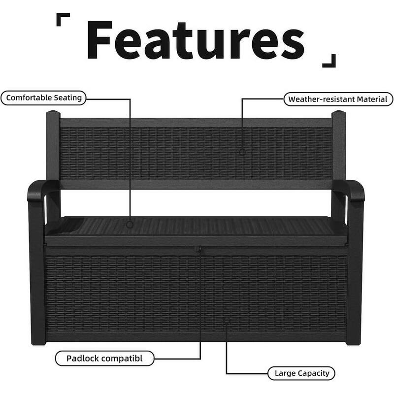 All-Weather Resin Storage Bench with Lockable Hidden Compartment - Rattan-Look Design, 500 lbs Capacity, 70-Gallon Storage