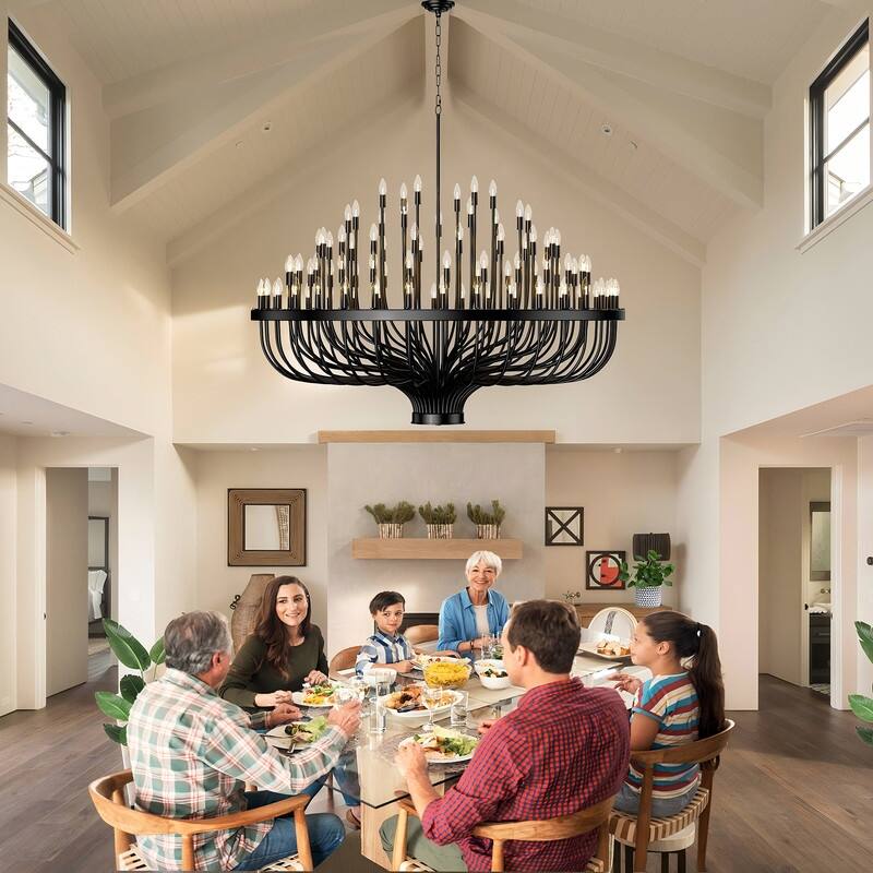 Classic Wagon Wheel Chandelier - Adjustable Rustic Ceiling Light with Matte Black Finish